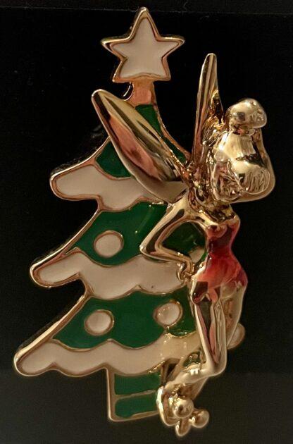 Tink Christmas Tree Brooch Cloisonne Pin New On Card Close-Up